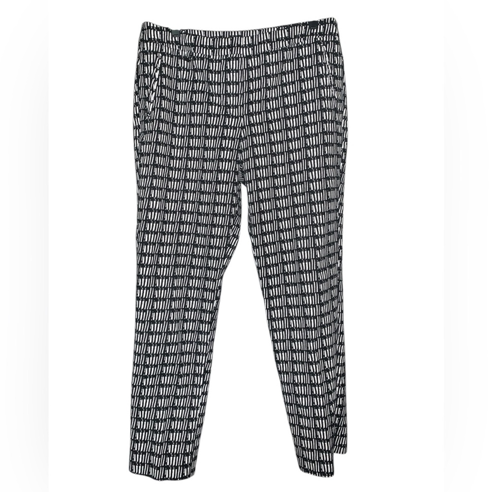 Adrianna Papell Black And White Patterned Tapered Dress Pants‎ Size 8